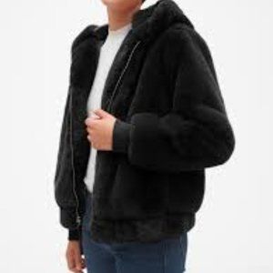 Gap Faux Fur Black Jacket - Small